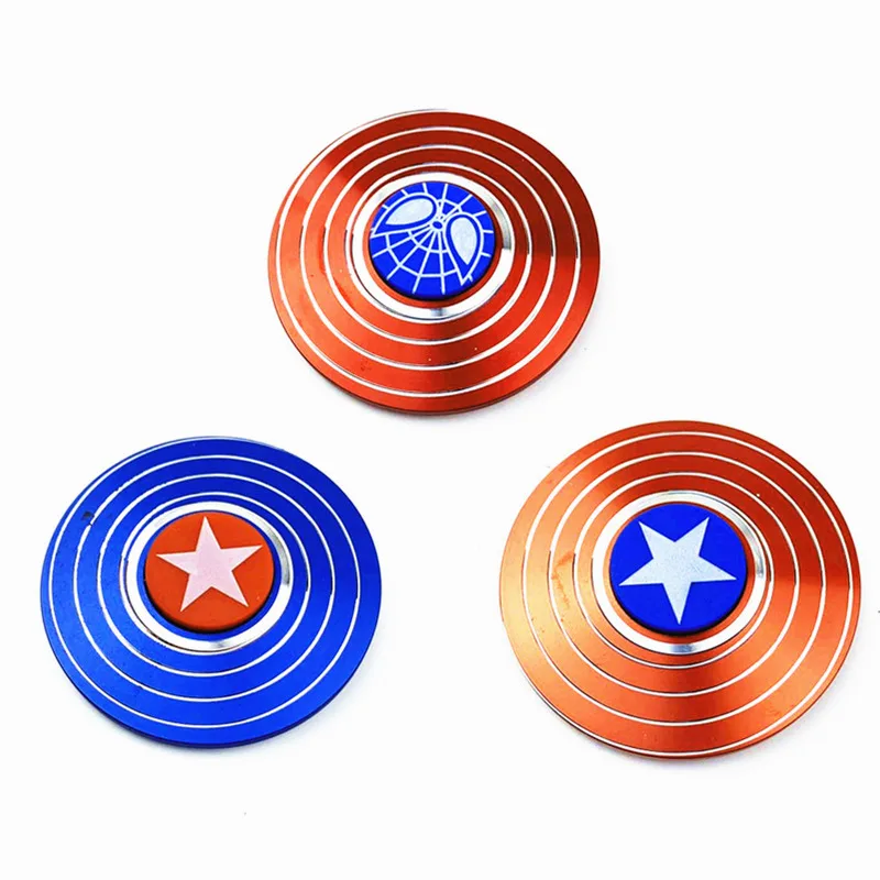 

Wholesale Fidget Spinner Metal Tri Captain America Hand Spinners Figet Finger Spiner Toys for Anti stress Children Kid Gift