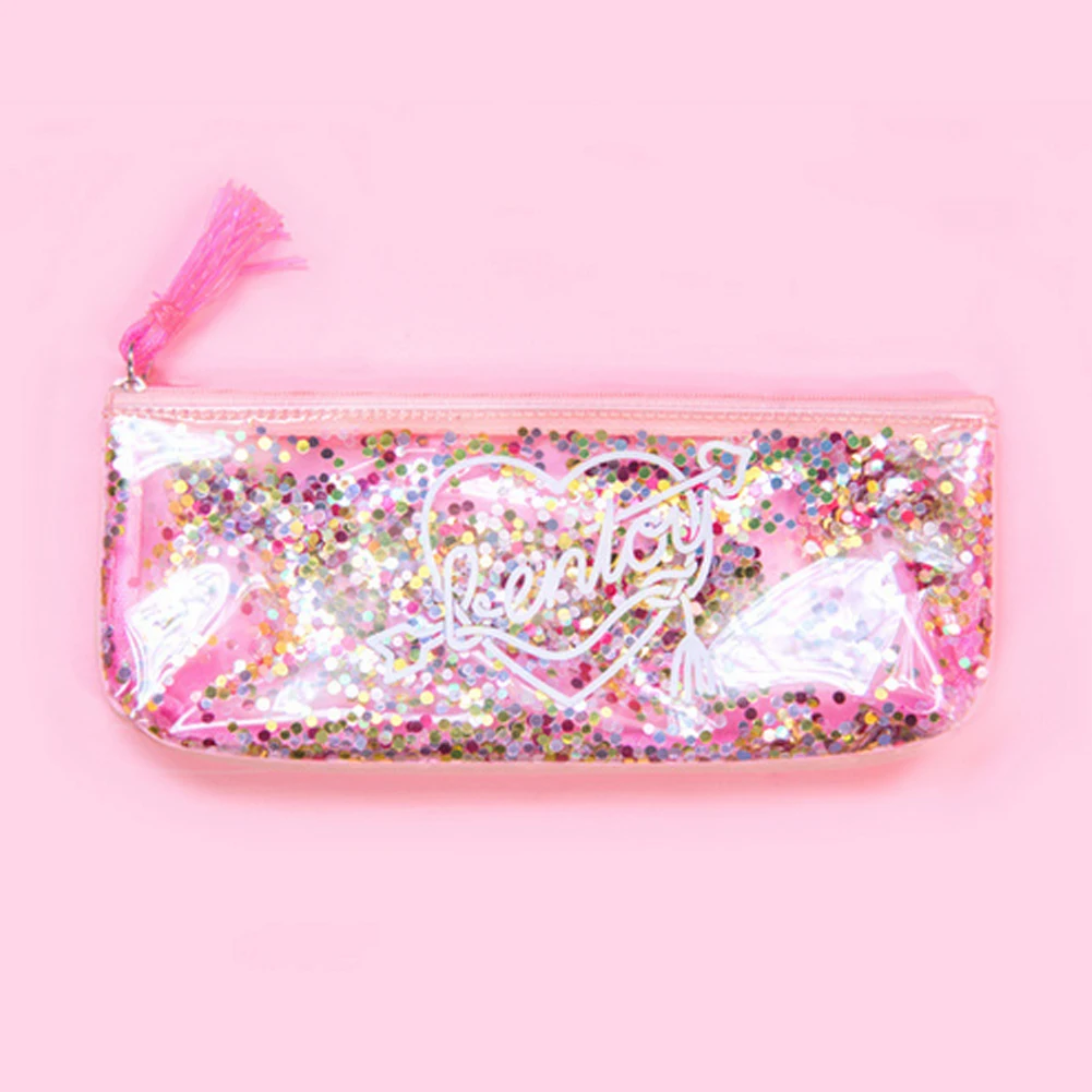 

Transparent Pen Box with Zipper Clear Star Cosmetic Case Pouch Pencil Bag Holder (White)