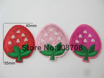 

10pcs children clothes patches strawberry shape sequined appliques iron on