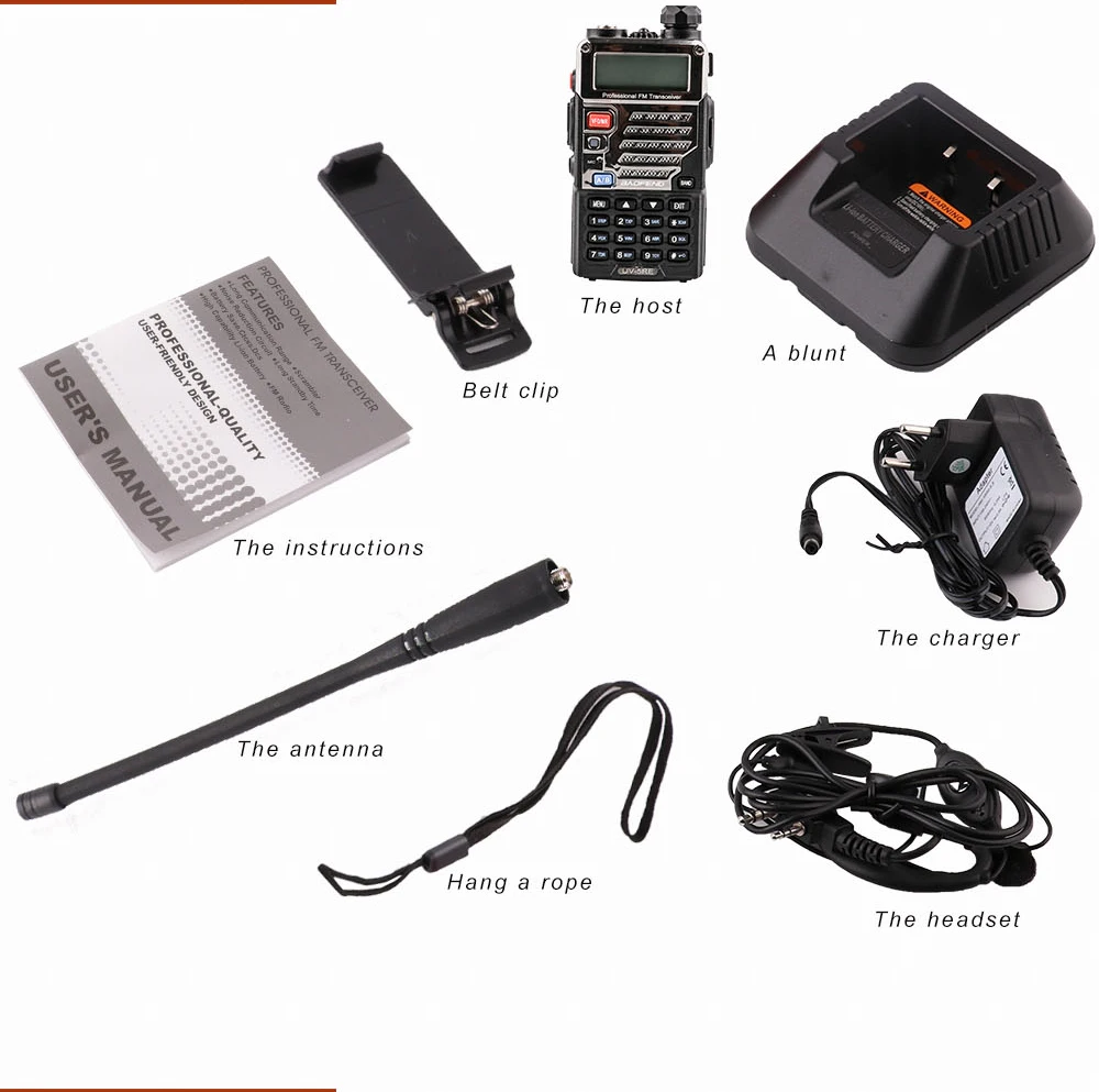 Baofeng UV-5R plus handy talkie walki UV5RE переговорные для ssb КВ трансивер двухдиапазонный дисплей ppt наушник двухстороннее радио 2 шт