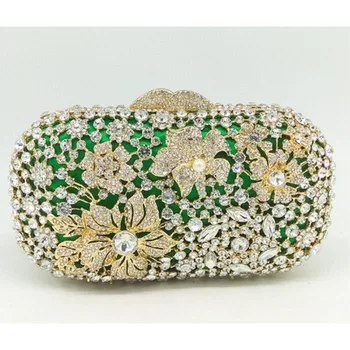 

green Evening Clutch Bags Women Wedding Party Bags Retro Shoulder Bags Ladies Day Clutches Diamond Chains Handbag Casual Bolsa