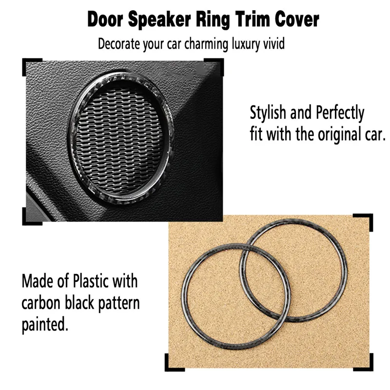 Para Ford Mustang puerta altavoz estéreo anillo Trim cubierta de salida marco ABS negro de carbono 2015, 2016, 2017, 2018 interior/