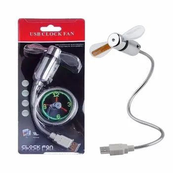 

USB Gadget Mini Flexible LED Light USB Fan Time Clock Desktop Clock Cool Gadget Time Display