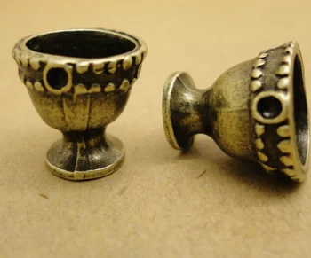 

50pcs Charm Cup type receptacle bead 12*13mm 2.2g Antique silver bronze Handmade Jewelry Making DIY Supplies Alloy accessories