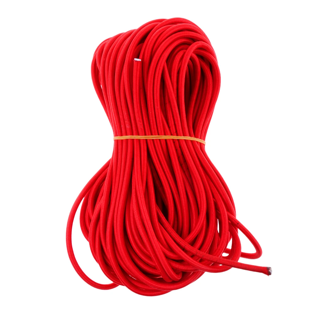 6mm Red Strong Elastic Bungee Rope Shock Cord Stretch String Tie Down Roof Rack Tent Kayak Boat Bag Luggage DIY Craft UV Stable 
