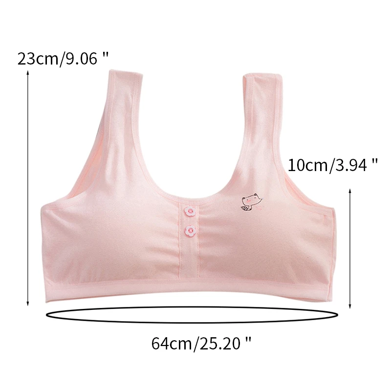 Pure Cotton Girls Bra No Rims Puberty Girl Sport Bras Breathable Teen Camisole with Pads Comfortable Teenager Girl Training Bra