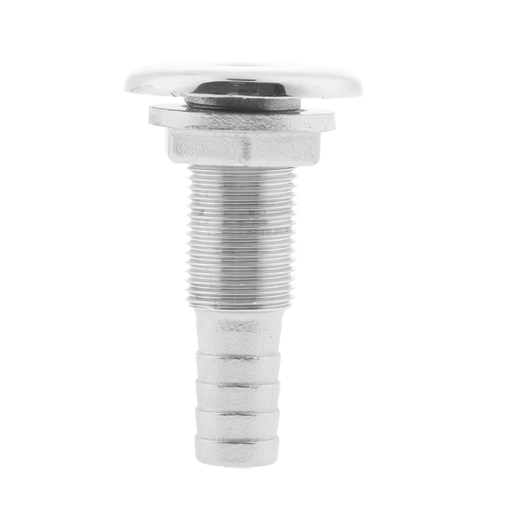  1 Pcs 1/2 Inch Marine-Grade 316 Stainless Steel White Thru-Hull Bilge Pump and Aerator Hose Fitting For Boats Yacht Kayak Etc 