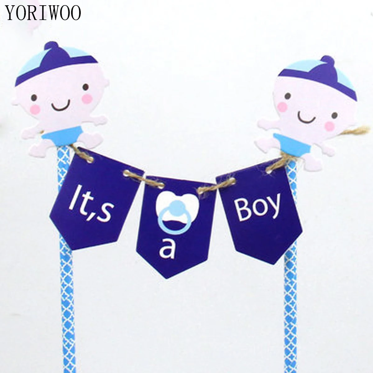 Yoriwoo Творческий Baby Shower кекс торт Топпер Бумага баннер его мальчик девочка Babyshower