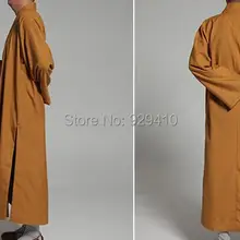 Унисекс Осень и весна буддийский монах хлопок дзен халат кунг-фу костюмы медитация uniformsgown желтый высокое качество