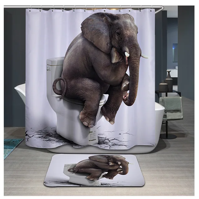 3D Printing Elephant Bathroom Sets 1pc Shower Curtain + 1pc Anti Sip ... 3D Printing Elephant Bathroom Sets 1pc Shower Curtain + 1pc Anti Sip ...