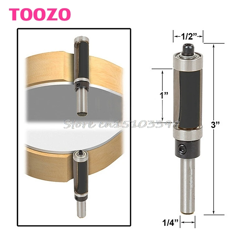 Концевая фреза Flush Trim верхний и нижний подшипник 1 "H X 1/4'' хвостовик