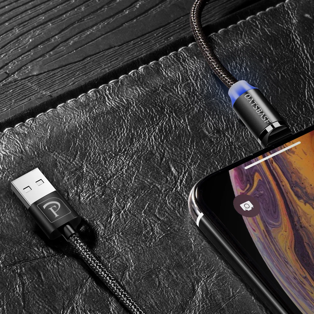 Oatsbasf Магнитный USB кабель для iPhone Micro USB кабель USB C магнит зарядное устройство нейлоновый кабель для redmi note 7 huawei p30