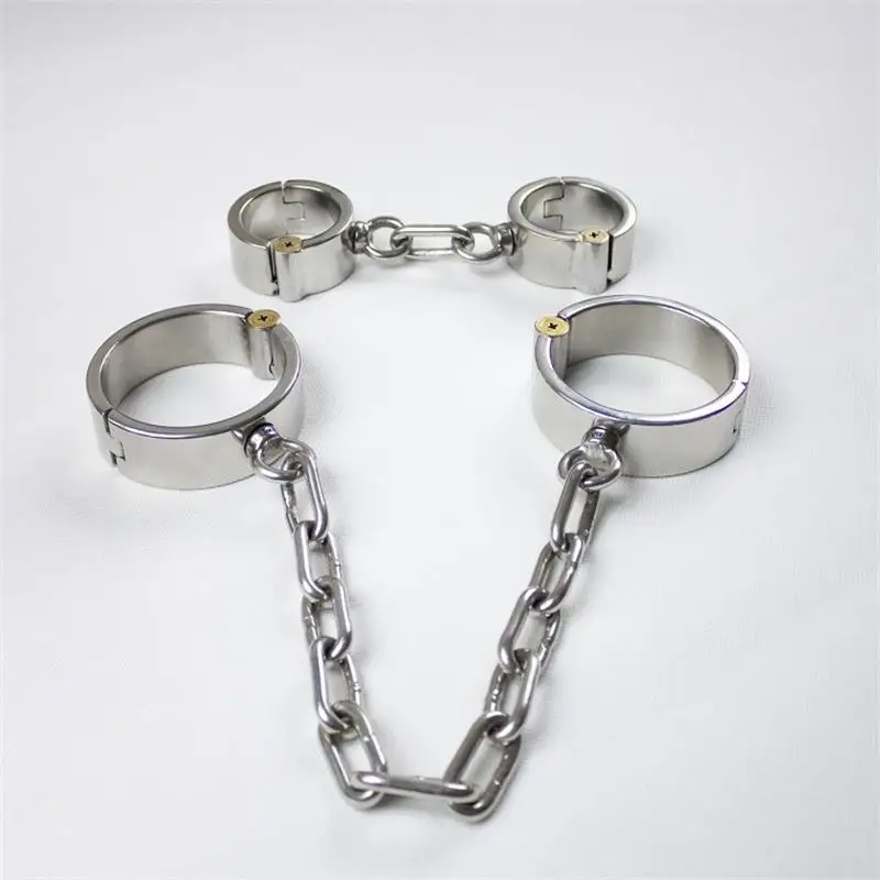 2pcs/set stainless steel bdsm bdsm bondage kit handcuffs for sex ankle cuffs slave fetish metal handcuffs leg irons sex products 2pcs/set stainless steel bdsm bdsm bondage kit handcuffs for sex ankle cuffs slave fetish metal handcuffs leg irons sex products