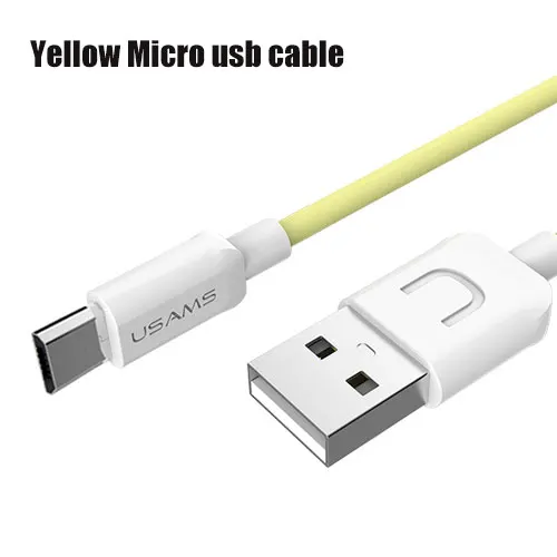 USAMS USB кабель для передачи данных для iPhone Micro usb type C кабель для мобильного телефона для освещения 2A кабель для быстрой зарядки USB C microusb type-c - Цвет: Yellow for Micro usb