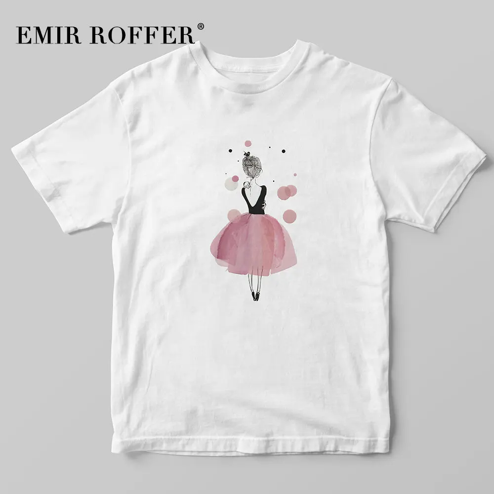 EMIR ROFFER розовая девочка танец балет Футболка с принтом винтажная графическая Футболка женская 90s модная Милая кавайная футболка летние топы