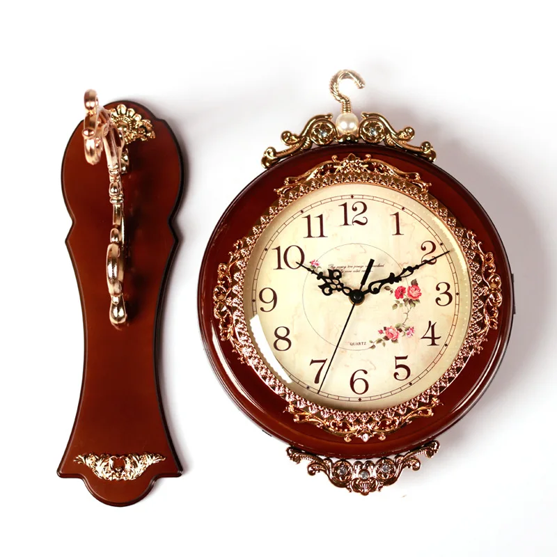 Classical Double Face Wall Clocks European Antique Pendulum Imitation