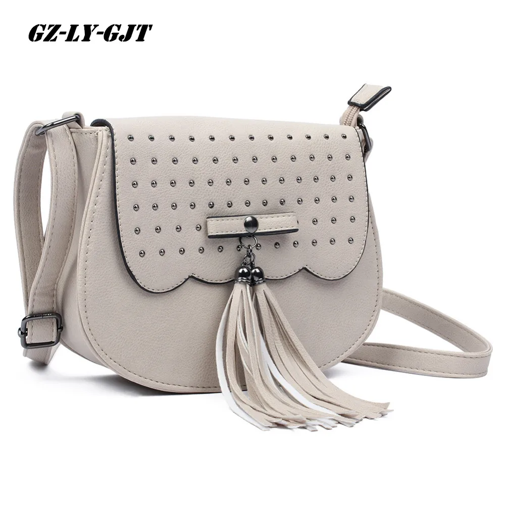 GZ-LY-GJT Fashion Women Messenger Bags Ladies Shoulder Bag Tassel Rivet Leather Girl Small Clutches Handbags Crossbody Purse | Багаж и