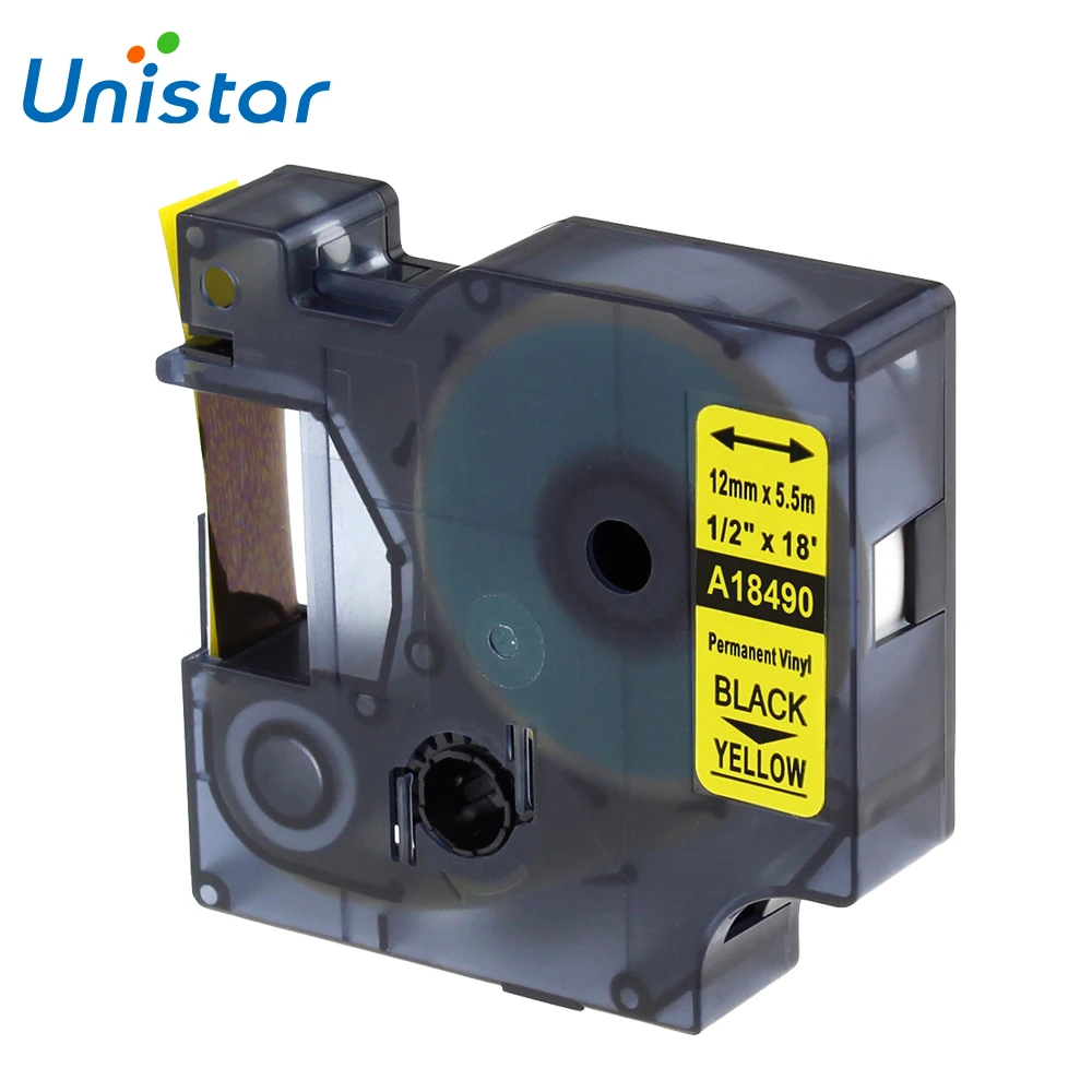 Compatible Dymo Industrial Labels Black on Yello 18490 Flexible Nylon for DYMO Industrial Rhino