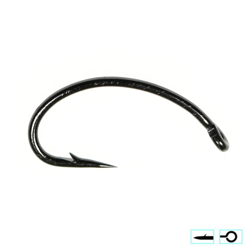 100PCS Fly Tying Hook Nymph Bug Shrimp Scud Pupae Larvae Caddis Flies Fishing Hooks #8~#16