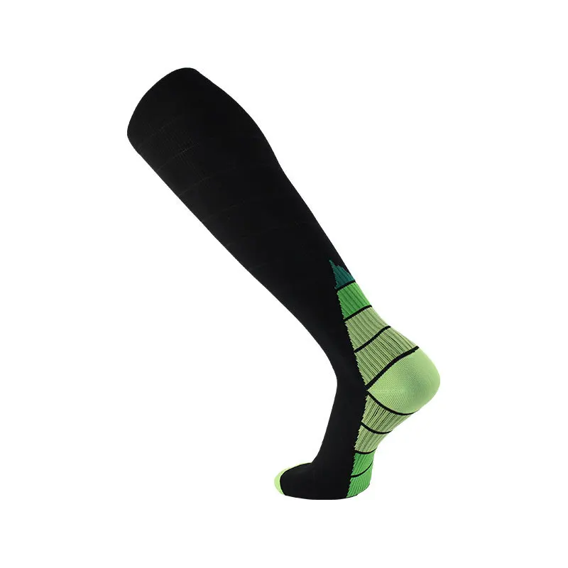 Brotock носки для бега под давлением для взрослых, нейлоновые спортивные носки, новые эластичные чулки для фитнеса, Компрессионные носки до колена - Цвет: Green