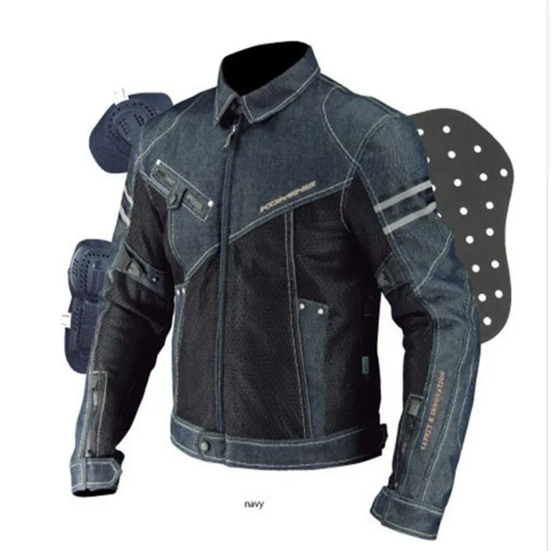 

High Quality Komine JK-006 Men Motorcycle Jacket Coat Breathable Mesh Riding Racing Motocross Denim Jacket With Protector 7 Pads