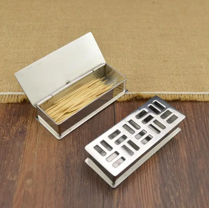 Quality thickening stainless steel square toothpick box ktv toothpick