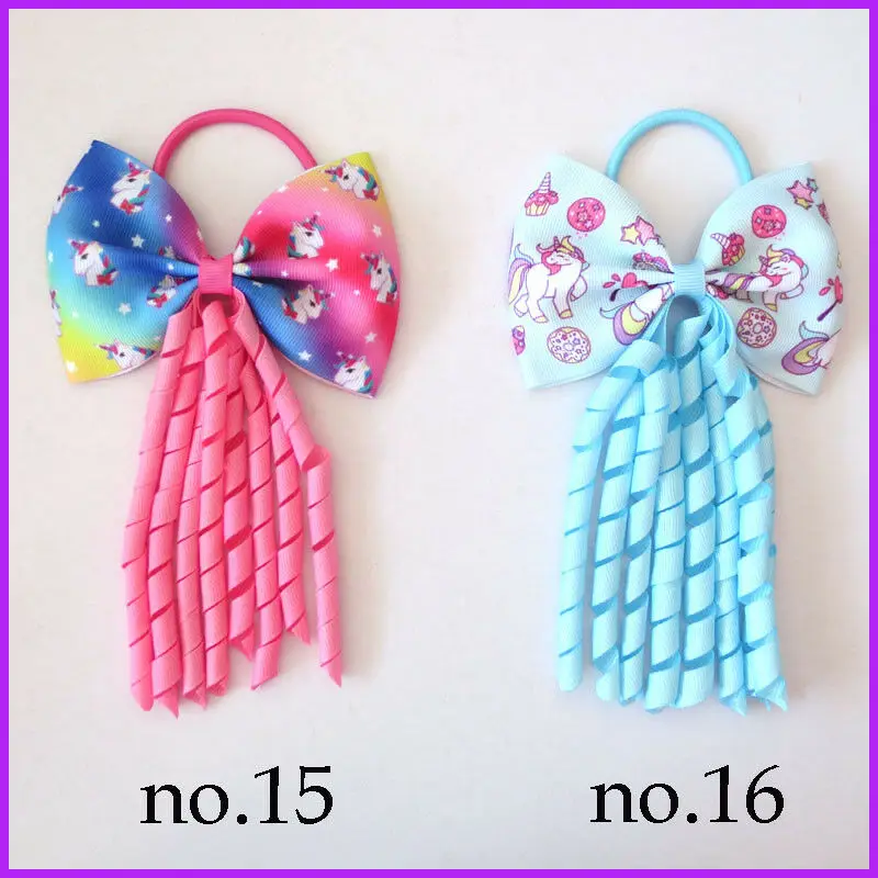50 Girl 4.5/" Bowknot Corker Ponytail Elastic Bow Zebra Leopard Mermaid Unicorn