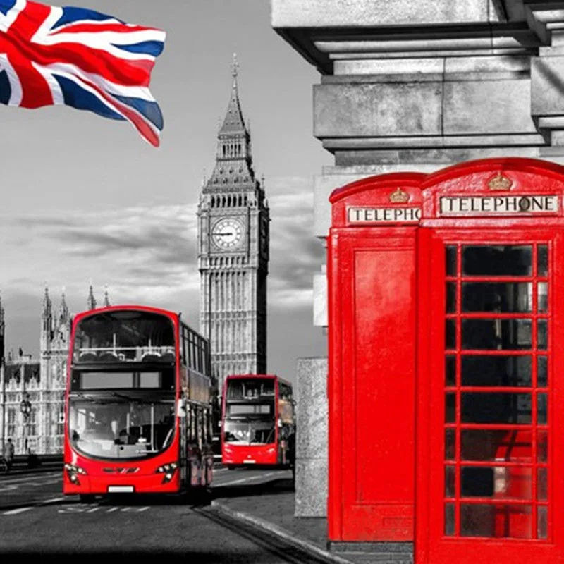 

5D DIY diamond painting red telephone box london scenery full drill square round diamond embroidery cross stitch mosaic picture