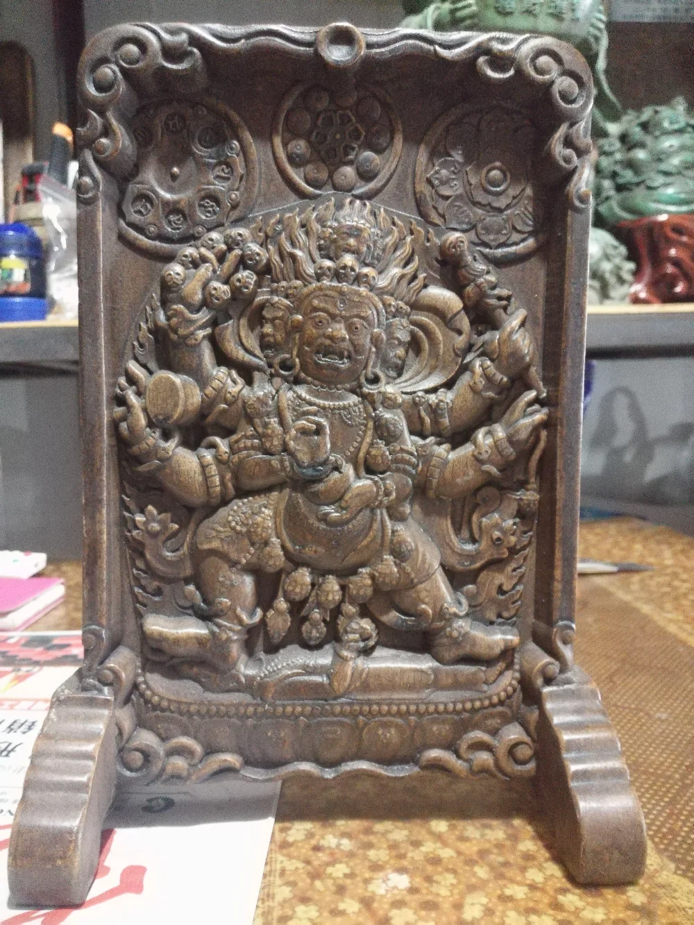 China Tibet mahakala buddha statue inscription screen partition