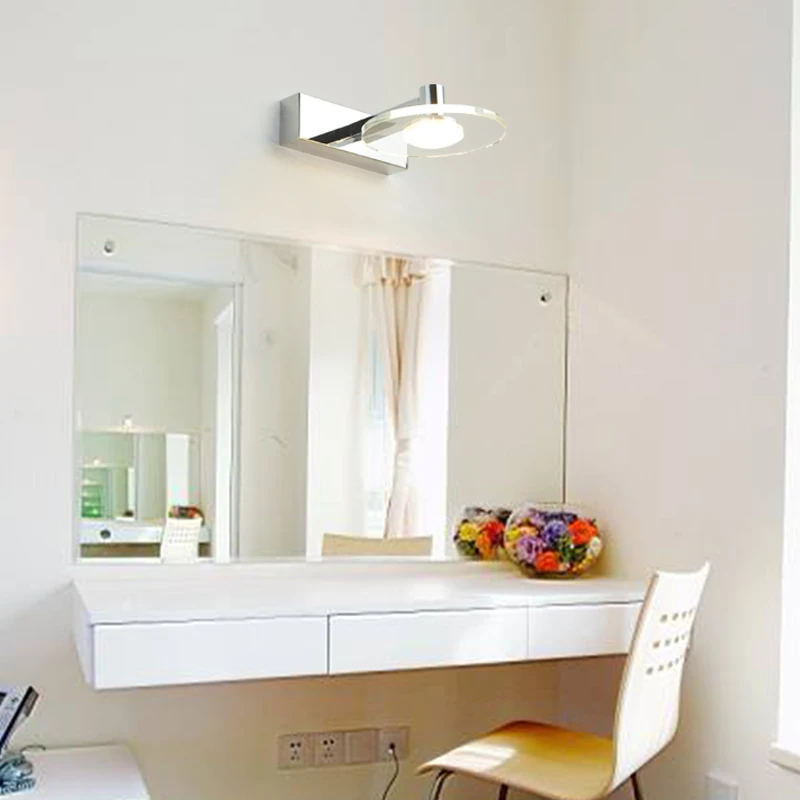 5 W مصباح الجدار LED رئيس واحد للماء ومكافحة الضباب الصدأ الحمام مرآة زينة للحمام مصباح الكريستال مصباح WF6251011