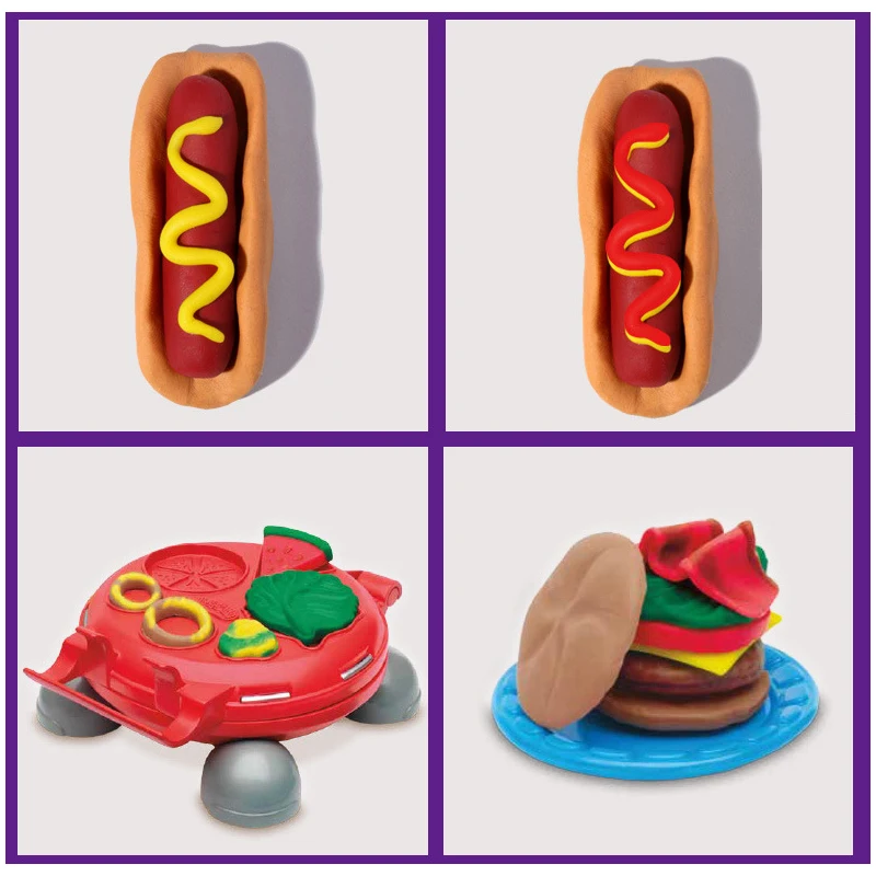 Play Doh смешной податливый снятие стресса Полимерная глина для моделирования детей DIY Пластиковая форма для гамбургера Набор Развивающие игрушки