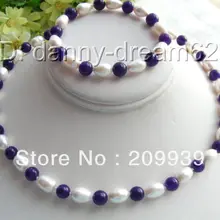 001843 Подлинная 11 мм белый пресноводный жемчуг$ природных ожерелье набор