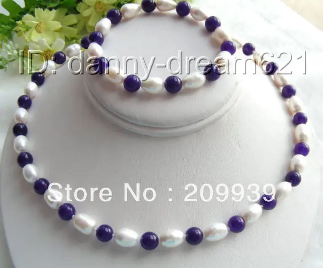 

free shipping 001843 Genuine 11mm white freshwater pearls $natural necklace a set