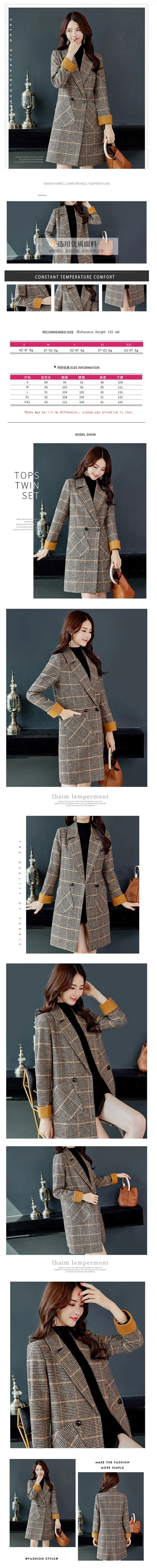 HEE GRAND/длинное шерстяное пальто для женщин; коллекция года; сезон весна; клетчатый винтажный Тренч; OL; элегантная женская верхняя одежда на одной пуговице; WWN1207