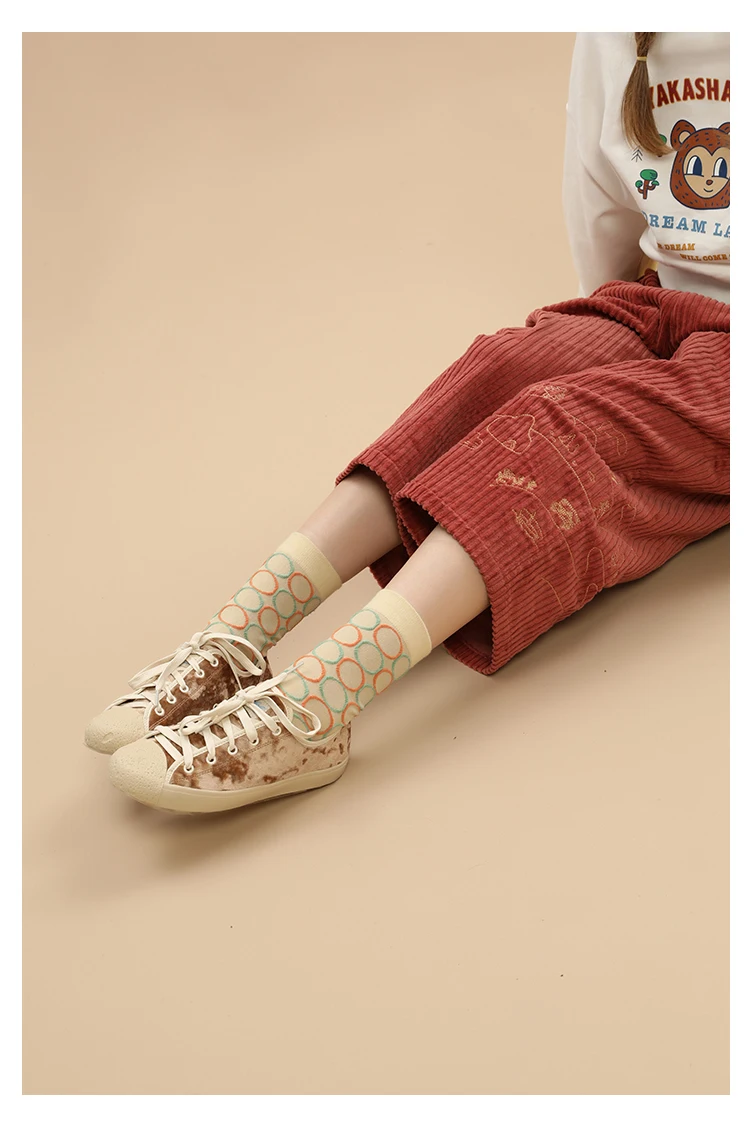 Женские носки из чесаного хлопка с забавным рисунком, цветные носки для девочек, игривый узор, жаккард, милый свадебный подарок