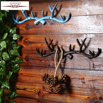 

STAYGOLD Retro Wall Decorative Antlers Coatrack Home Decoration Accessories Wedding Decoration Wall Hanging Metal Crafts