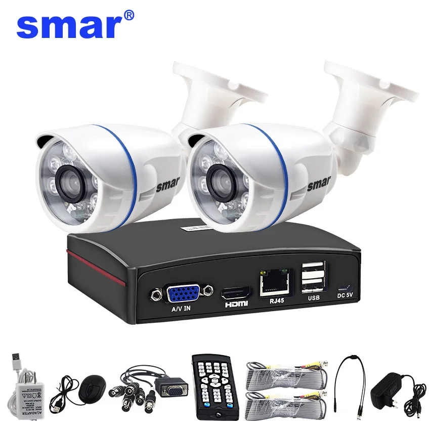  Smar 4CH 1080N 5 in 1 AHD DVR Kit CCTV System 2PCS 720P/1080P AHD Camera Indoor Outdoor Day & Night - 32913404939