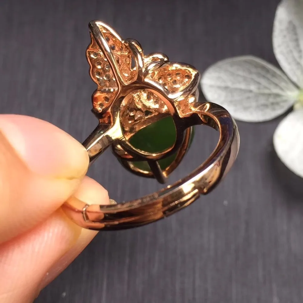 Fine Jewelry Real 925 Steling Silver s925 Platinum 100% Natural Burmes Jade Gemstone Rings Female Rings Christmas Gift for Women