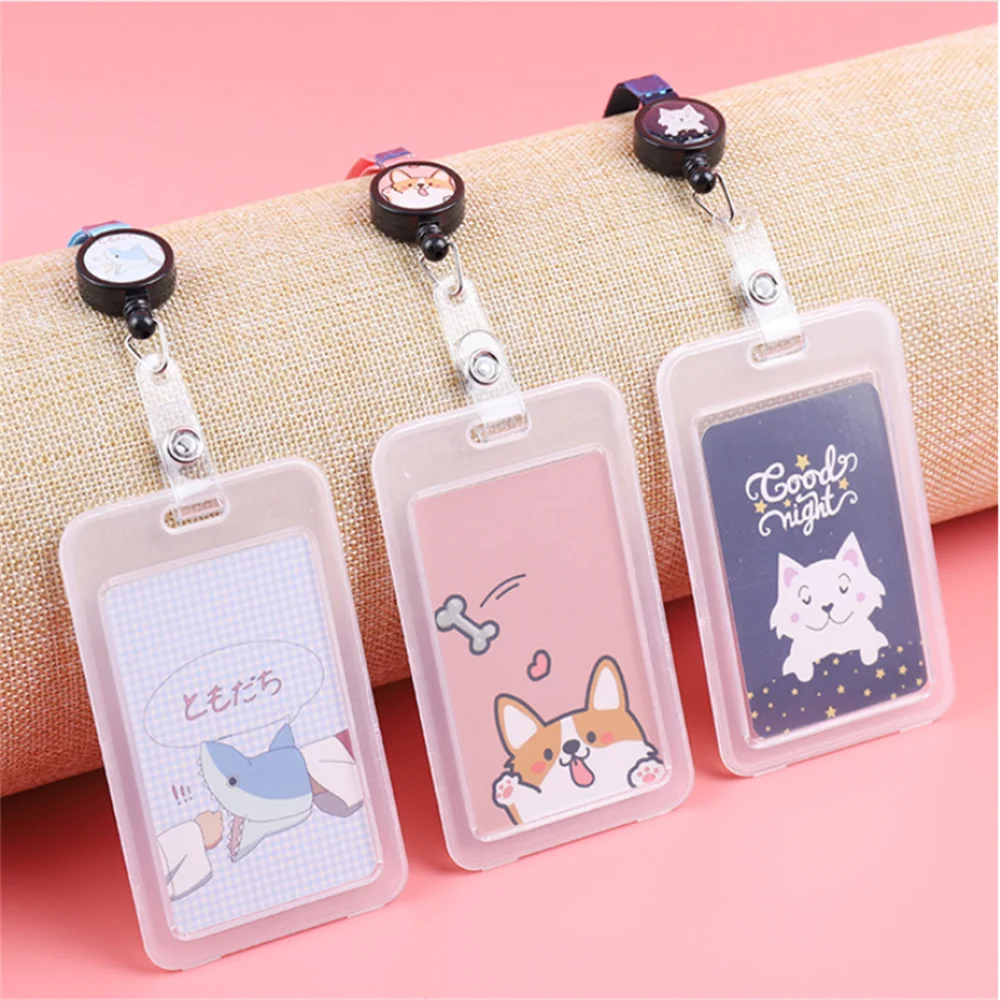 

1pc Cute Cartoon Retractable Badge Holder Bus Card Cover Nurse Exhibition Pull Key ID Name Card Holder Office Supplies