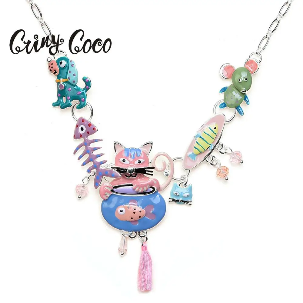 Женские ожерелья с розовым котом Cring Coco детское ювелирное изделие Женское