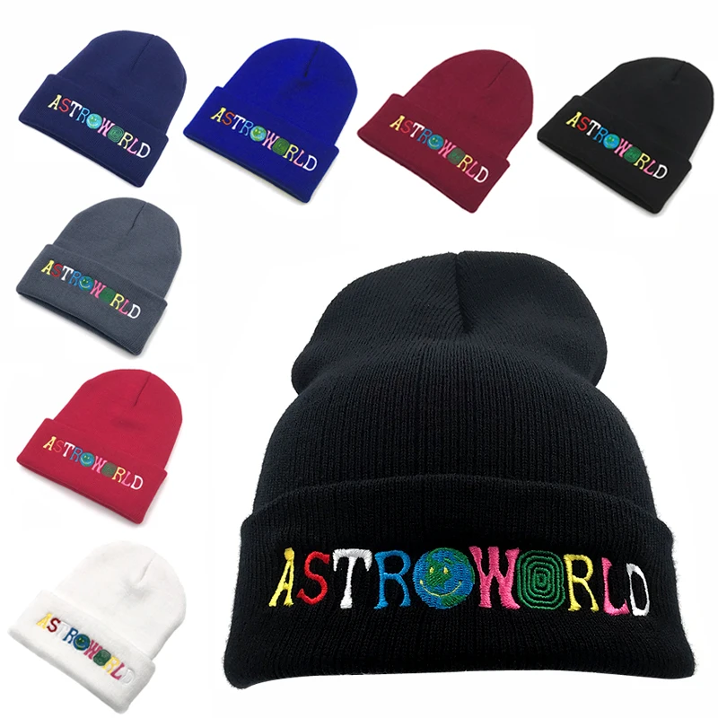 Travi$ Knitted Hat New ASTROWORLD Beanie embroidery Astroworld Ski Warm Winter Unisex Travis Skullies Beanies Solid Hip-Hop