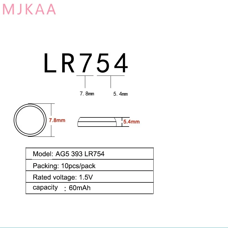 40 шт./упак. AG5 LR754 393 аккумуляторы таблеточного типа SR754 193 ячейки щелочной Батарея 1,55 V 393A 48LR G5A для игрушечные часы пульт дистанционного управления