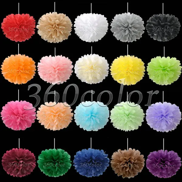 

10pcs/lot 8 Inch (20cm) Tissue Paper Pom Poms Paper Flower Balls Crafts Christmas Wedding Party Decoration Lot Color