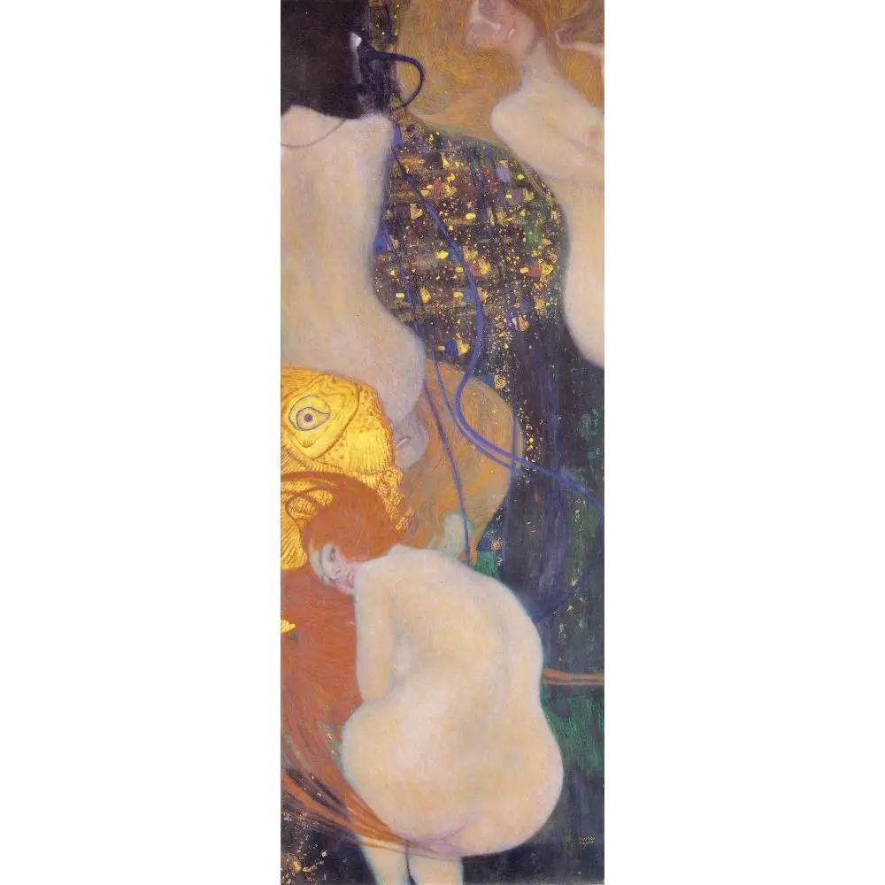 

Goldfish High quality Gustav Klimt oil painting Naked gold woman for sale Hand painted Portrait Art Reproduction Free shipping