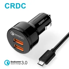 

CRDC Quick Charge 3.0 Car Charger dual Ports QC 3.0 USB Car Phone Charger for Xiaomi iPhone Samsung LG,same as Aukey car charger