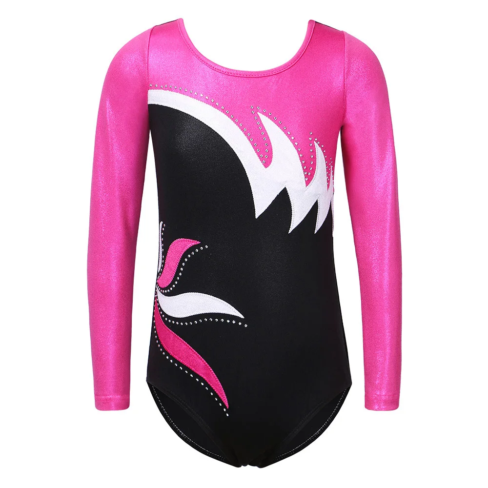 Justaucorps De Gymnastique Fille Manches Longues - Allemagne, Polyester/spandex, Strass, Respirant