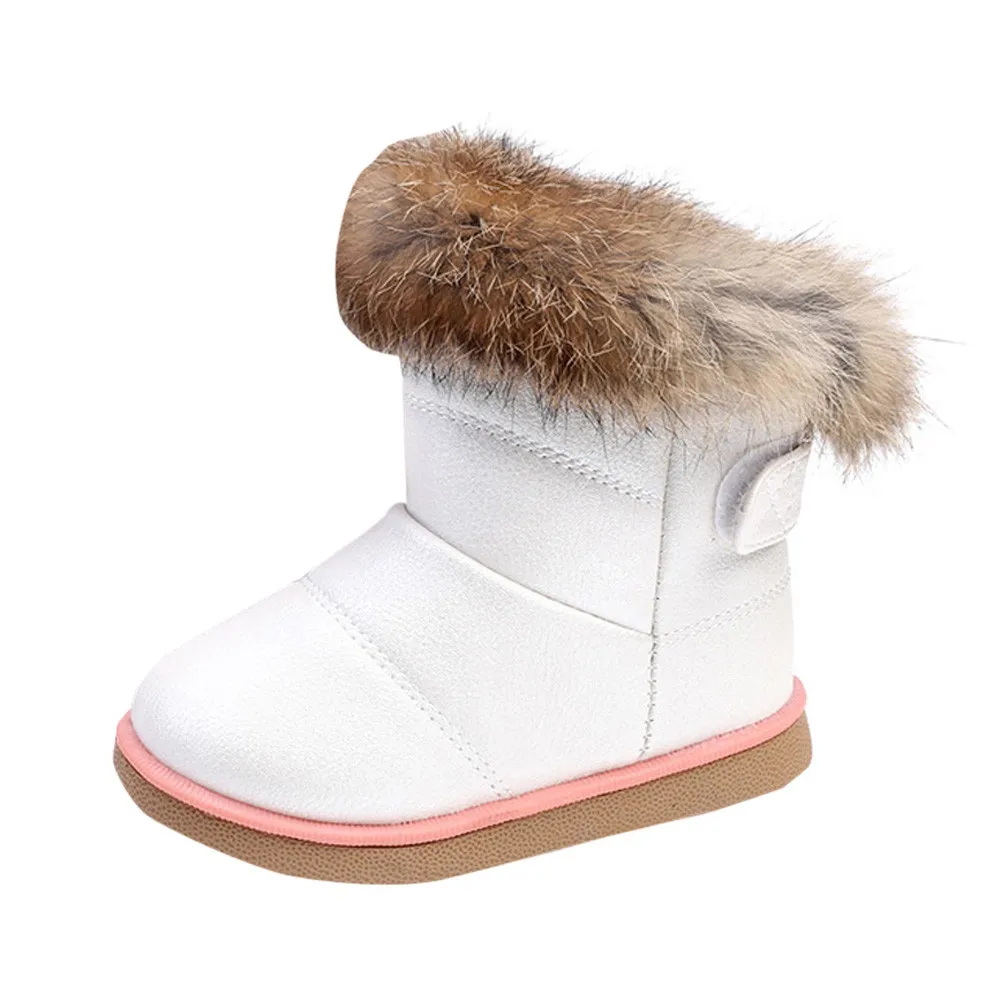 

2017 Autumn And Winter Fashion 100% Natural Fur Winter Cotton Winter Baby Boys Girls Child Leather Shoes Martin Boot Warm Shoes