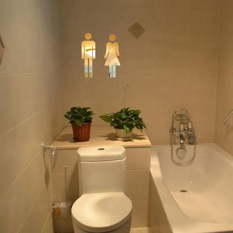 Acrylic Toilet Washroom Door Sign Sticker 3D Wall Sticker MEN &WOMEN Set Toilet/Bathroom/WC Adhesive Mirror Stickers Acrylic Toilet Washroom Door Sign Sticker 3D Wall Sticker MEN &WOMEN Set Toilet/Bathroom/WC Adhesive Mirror Stickers