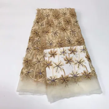 

Newly designed Nigerian lace fabrics, high quality flowers, 3D embroidered beaded gauze, lace lace, African women ZY083358