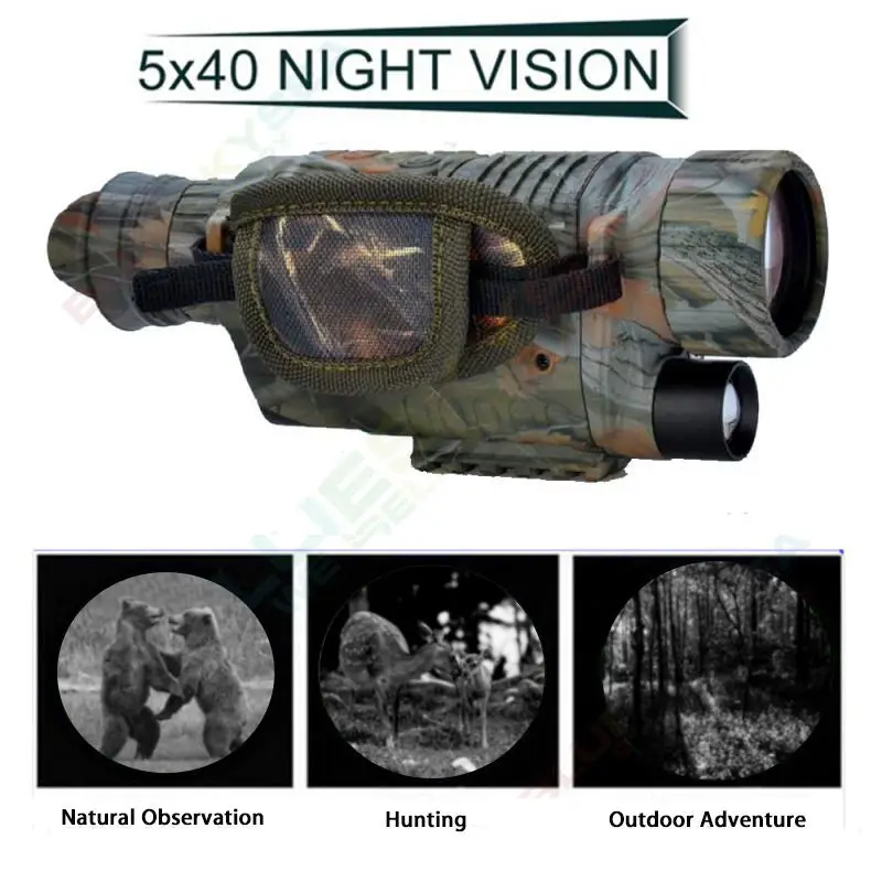 BOBLOV 5X40 Цифровой Инфракрасный ночного видения очки Монокуляр 200 м Диапазон видео DVR изображений для охоты камеры устройства